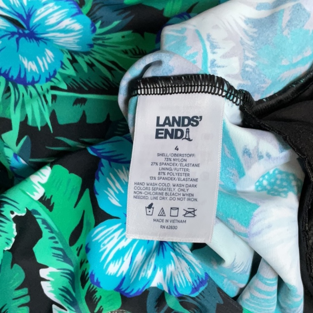 New with tags. Blue and Green One Piece Swimsuit with Tropical Print - Picture 3 of 3